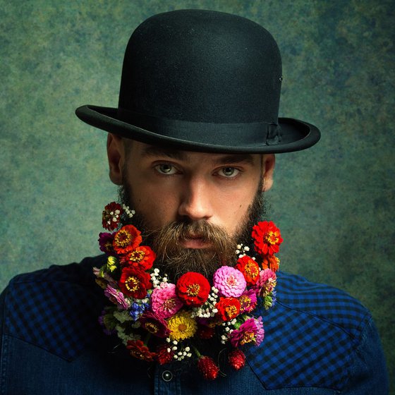 Flower Power - Portrait of a flower bearded male