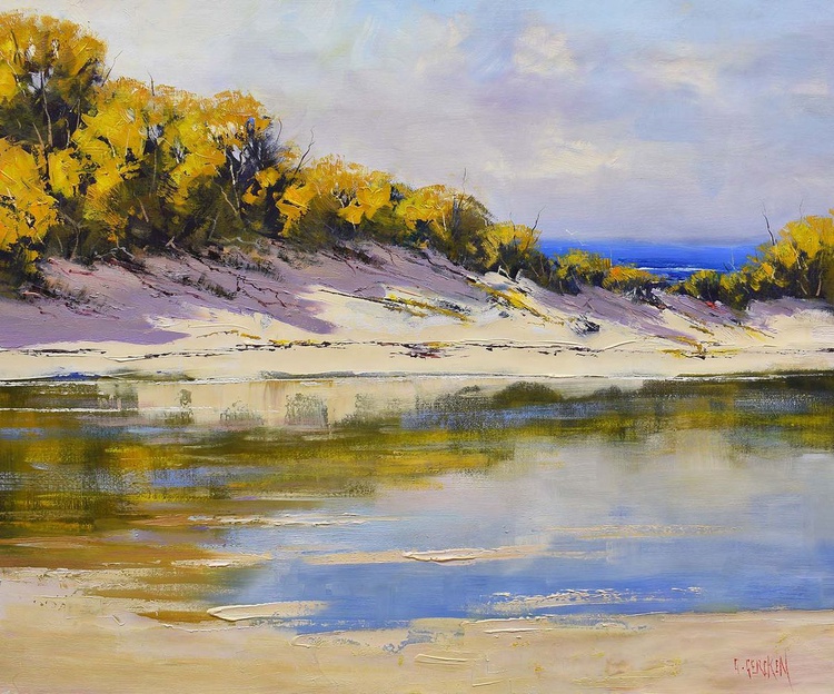 Beach Painting original oil seascape sand dunes Artfinder