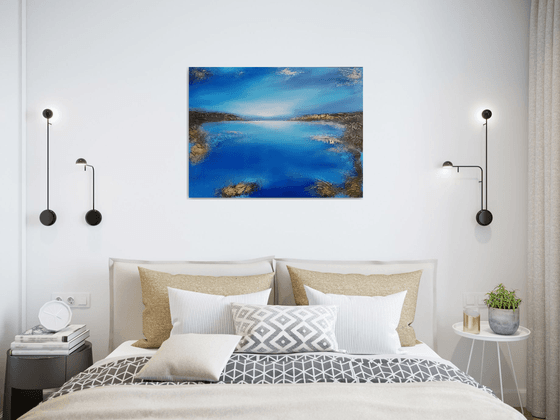 A large original modern semi-abstract seascape painting "Depth of the sea"