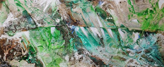 Lime and Cinnamon 240cm x 100cm Green Cream Abstract Art