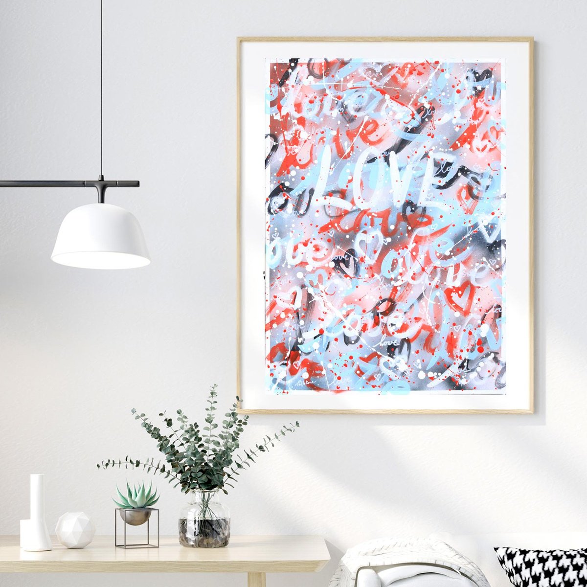 Urban And Pop Abstract Acrylic Painting By Isabelle Pelletane, 20 X 28, Love Love 24, Original Artwork