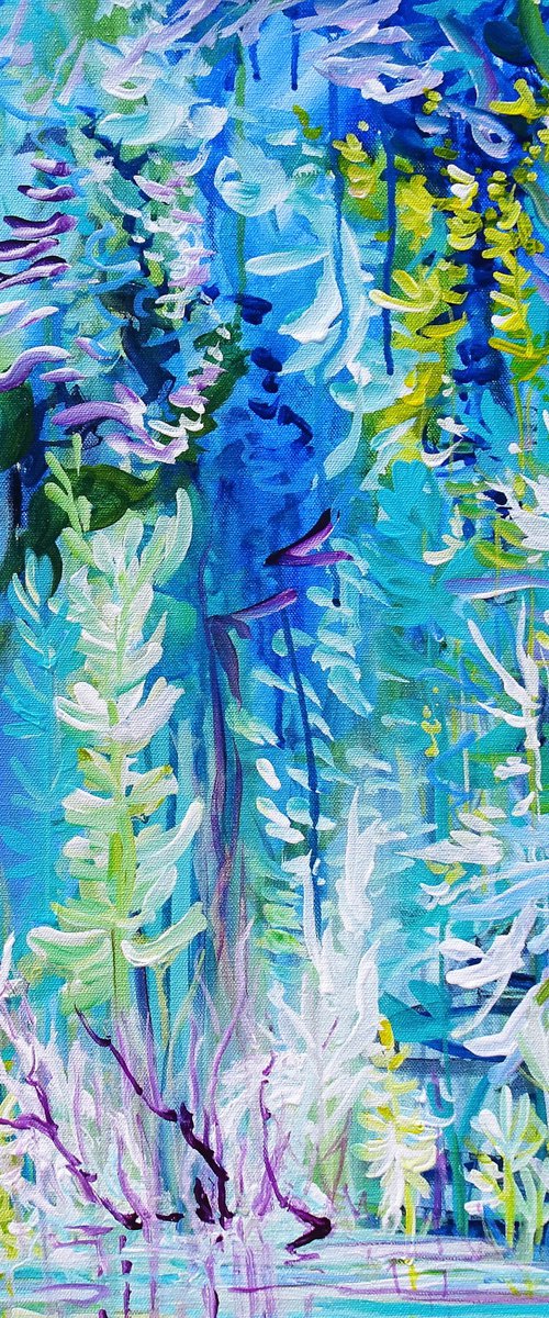 REFLECTIONS III. Water Lily Pond and Orchids Painting inspired by Claude Monet by Sveta Osborne