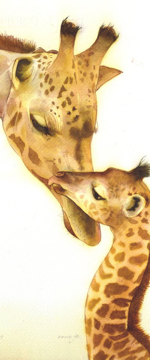 Mother and baby giraffes II by REME Jr.