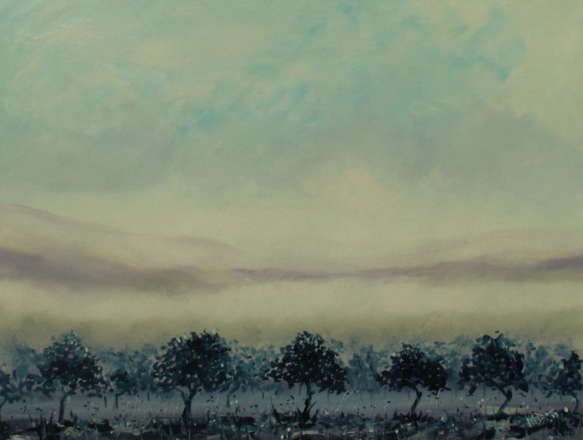 Impressionistic Landscape Oil Painting By Mel Davies Original Art, 19 X 14", Misty Anderlucea, Original Artwork