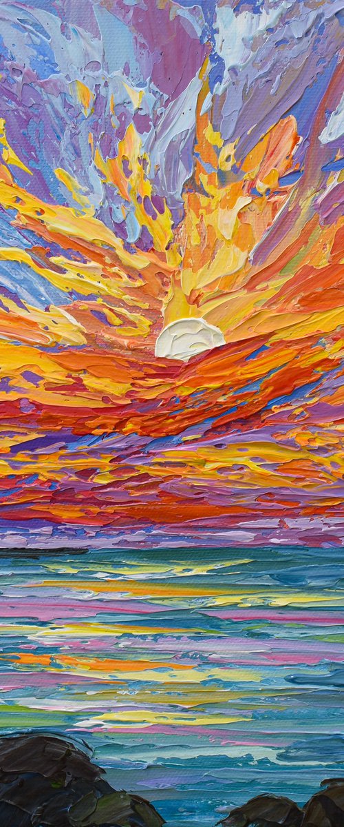 Ocean Rocks at Sunset by Olga Tkachyk