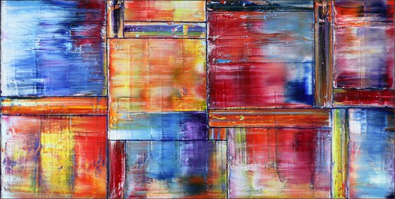 "Triplets" - Save As Series - Original Extra Large PMS Abstract Triptych Oil Paintings On Canvas - 66" x 48"