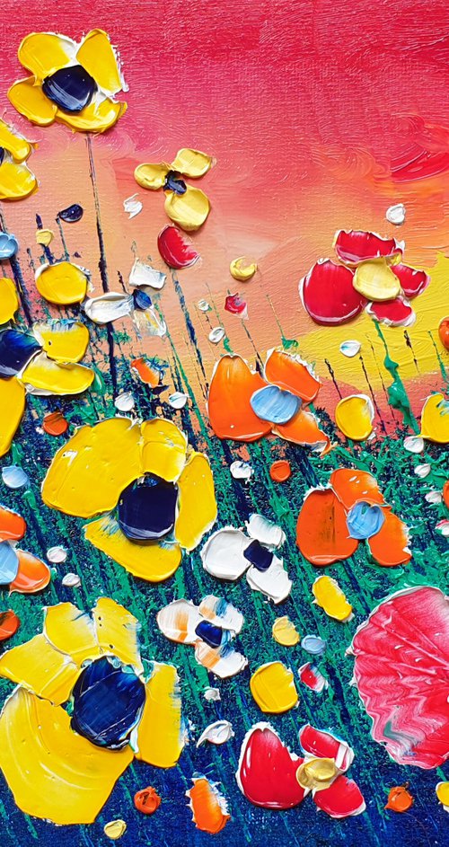 "Sunset Meadow Flowers in Love" by Phil Broad