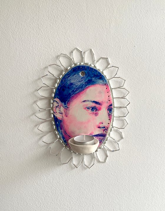 Illuminated woman face