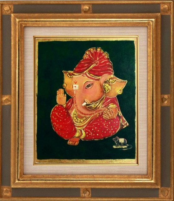 Baby Ganesha with a red turban