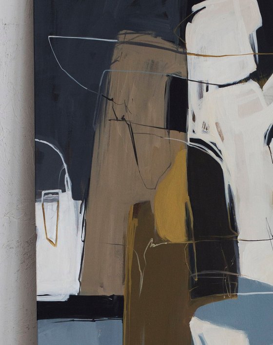 "Elation" Abstract brown blue white art