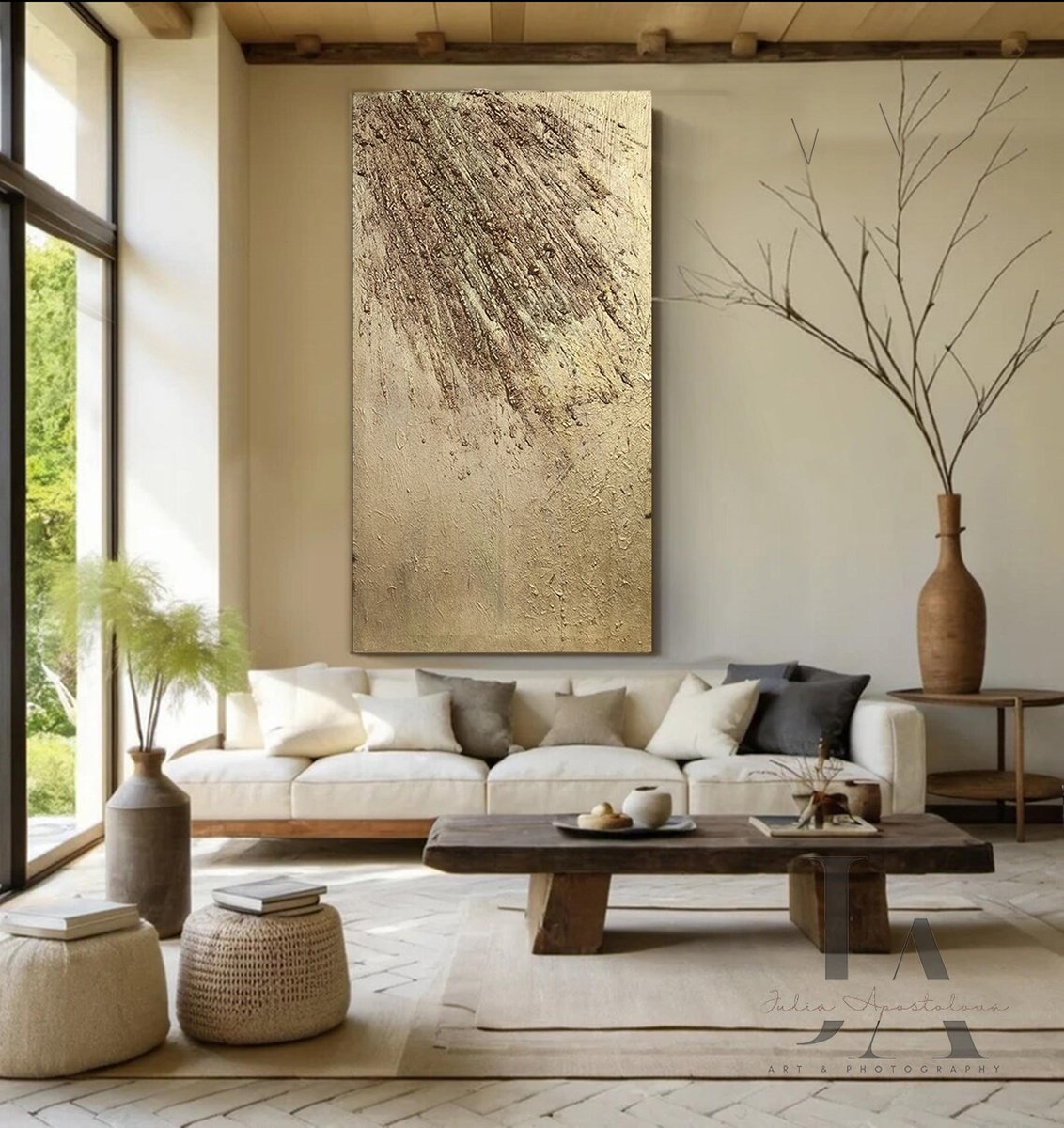 Gold 3d Wabi Sabi Wall Art Mixed-media painting by Julia Apostolova ...