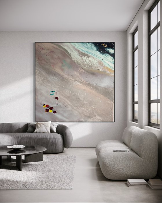 Serene shoreline sand blush