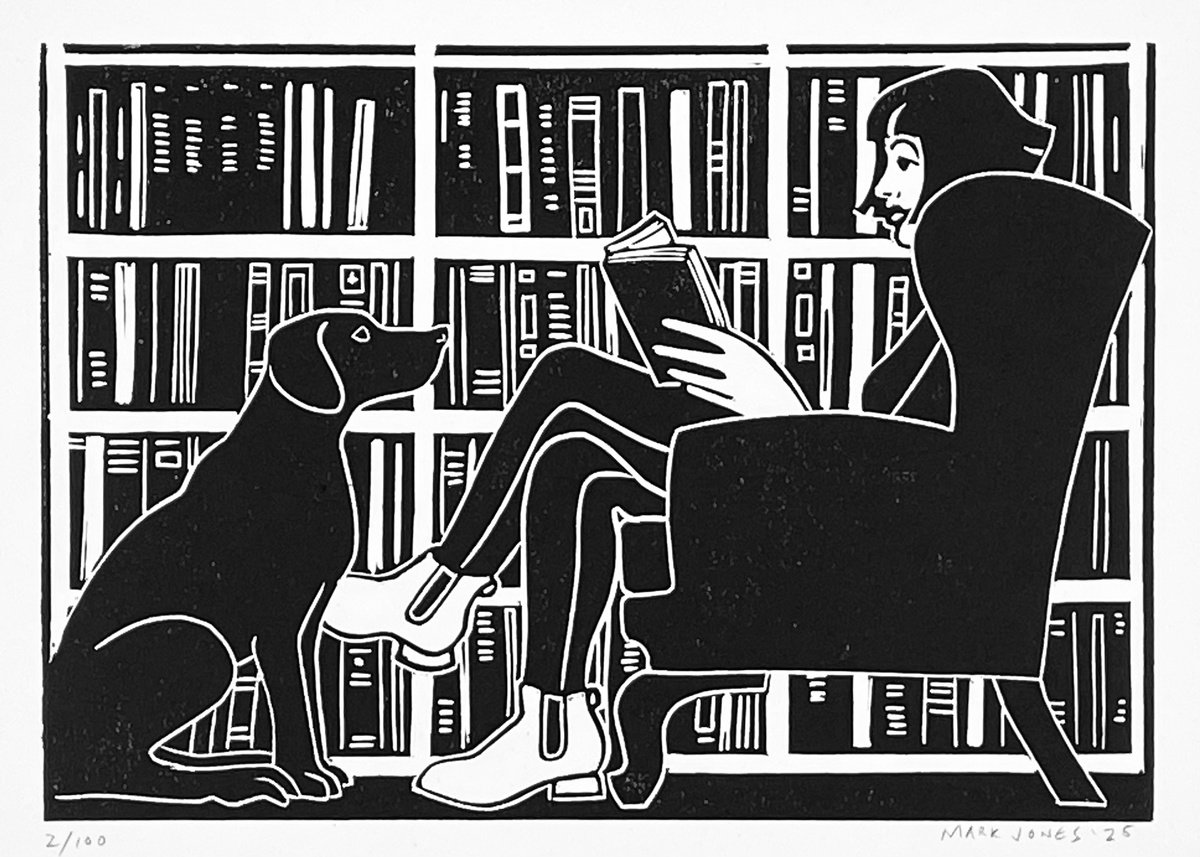 Graphic Animal Linocut By Mark Howard Jones, 11 X 8", Open Book - Linocut Print, Original Artwork