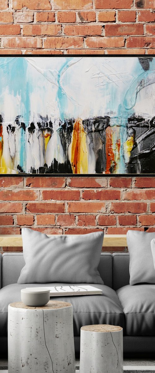 Sienna Sky 160cm x 60cm Textured Abstract Art by Franko