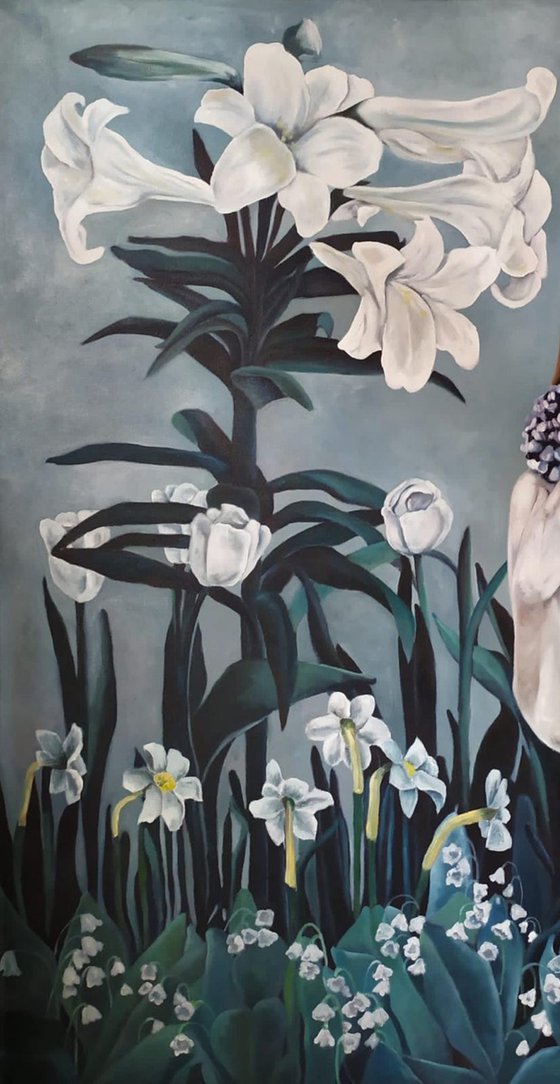 Portrait of botanical woman  "Doppio dipinto: Rinascere/Genesi"