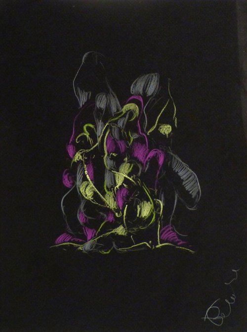 Colour Play 3, pastel on black paper 24x32 cm by Frederic Belaubre