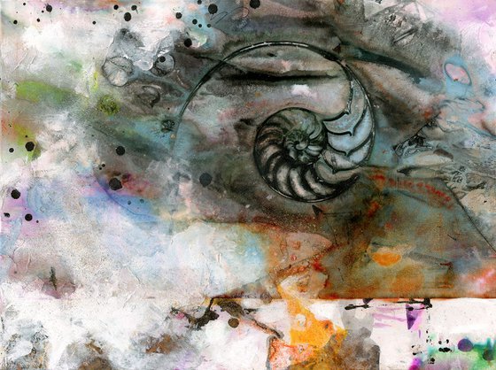 Searching For Tranquility 4 - Abstract Nautilus Shell Painting