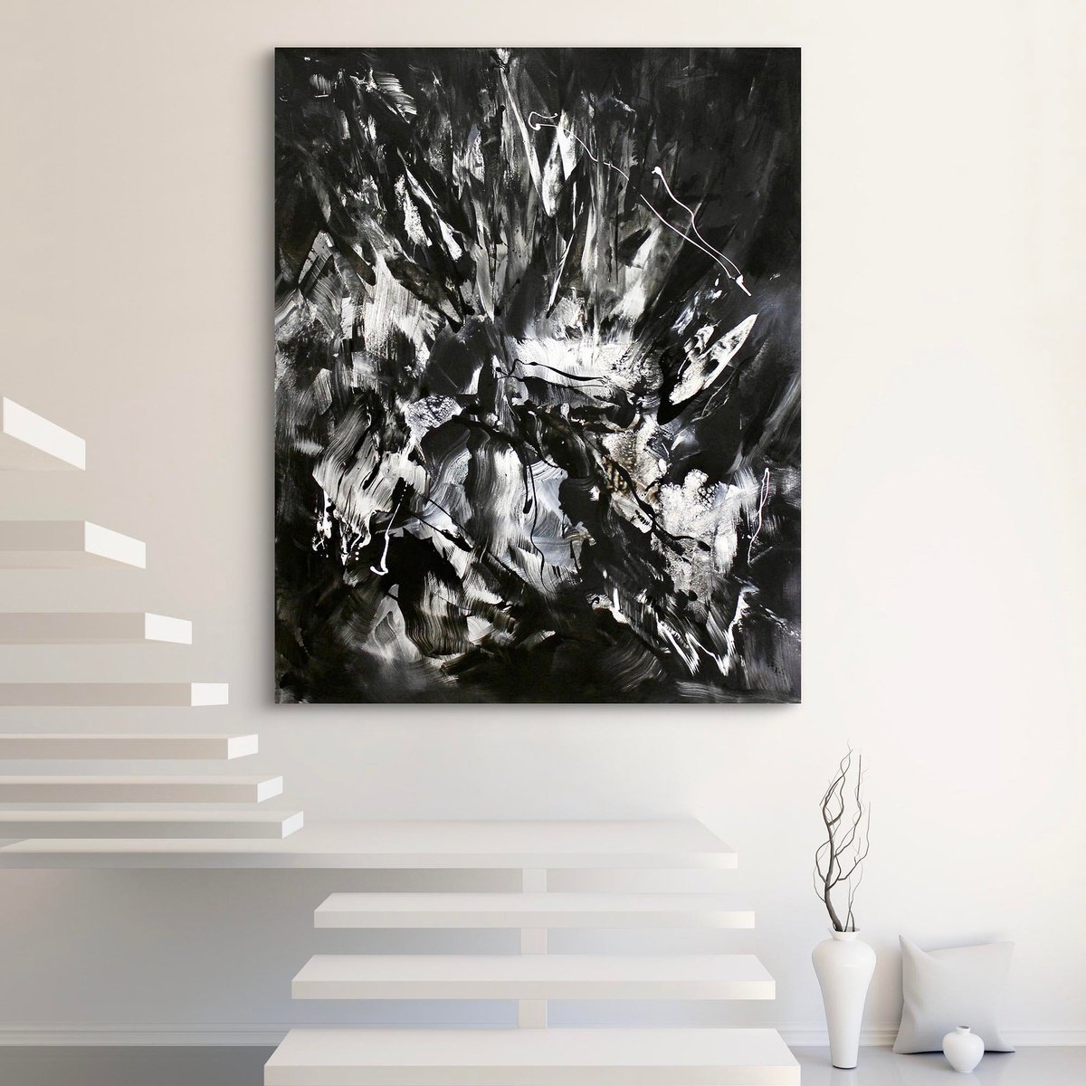 Abstract Acrylic Painting By Paresh Nrshinga Frsa, 44 X 55", Shadow And Gesture, Original Artwork