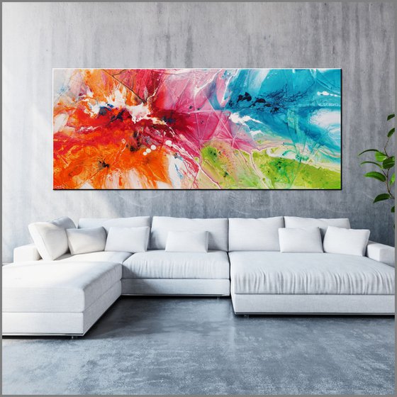 Colour Euphoria 240cm x 100cm Colourful Textured Abstract Art