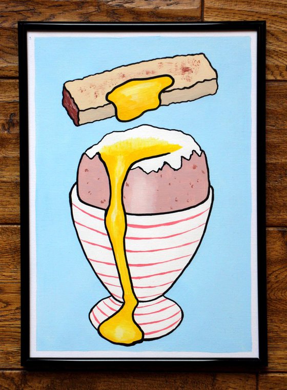 Boiled Egg And Soldier Pop Art Painting On A4 Paper