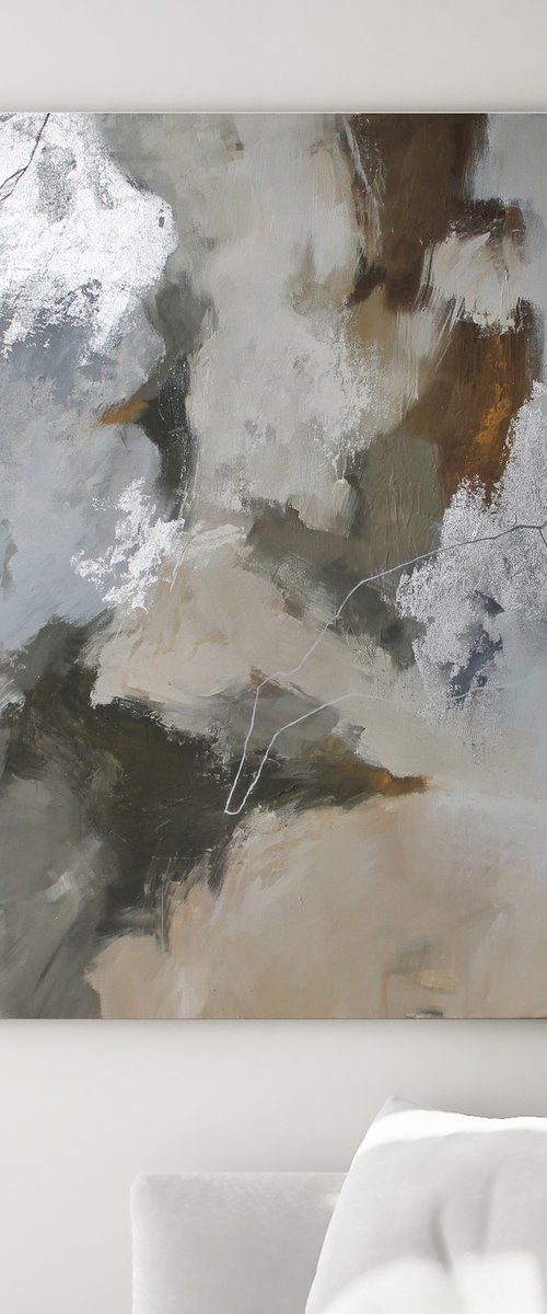 "Velor 2" Gray brown beige abstract art by Yana Sagan