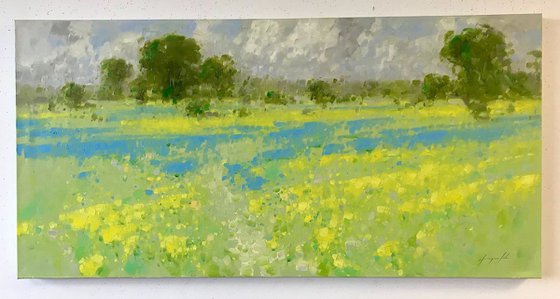 Summer Field, Original oil painting, One of a kind, Signed