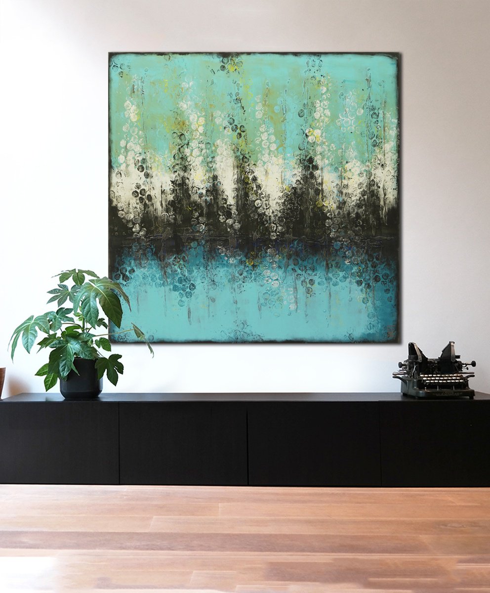 Boiling Bubbles Turquoise By Ronald Hunter, 47 X 47, Artwork For Sale On Artfinder