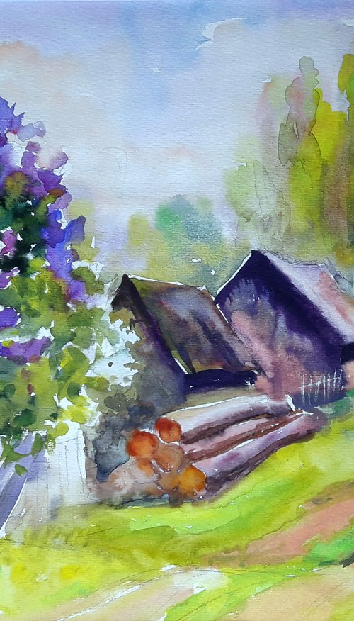 Lilac near the village by Boris Serdyuk