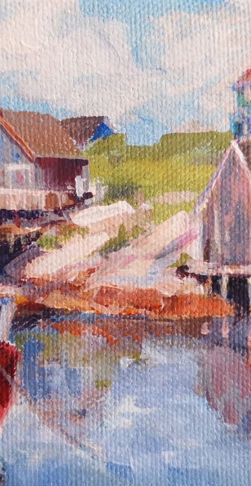 Miniature with the red boat (4×5×1,5") by Alexander Koltakov