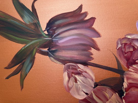 On a copper background