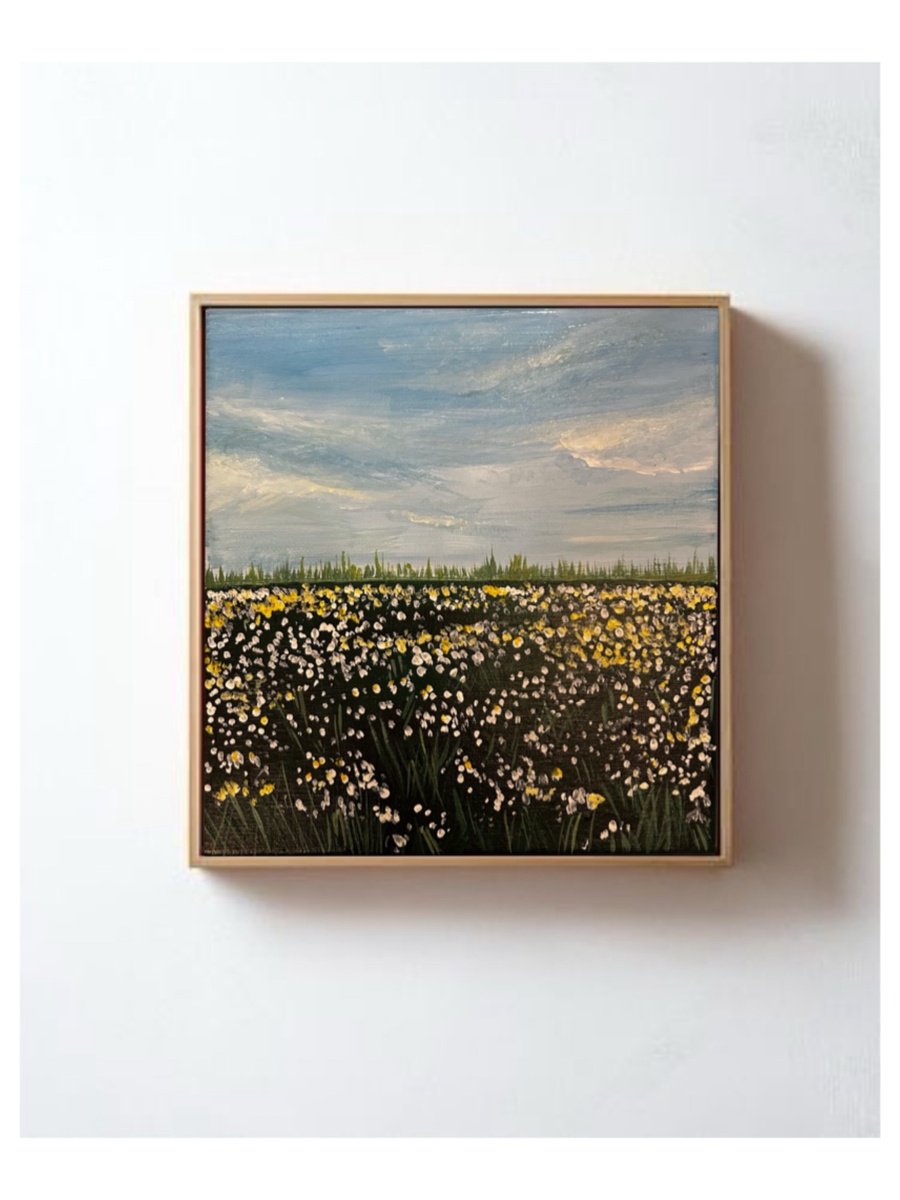 Impressionistic Still Life Acrylic Painting By Amelia Taylor, 8 X 8, Fields Of Gold, Original Artwork