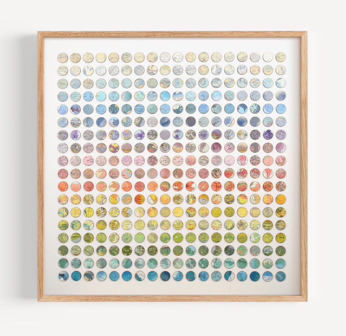 Geometric Transport Collage By Amelia Coward, 31 X 31, 324 World Map Rainbow, Original Artwork