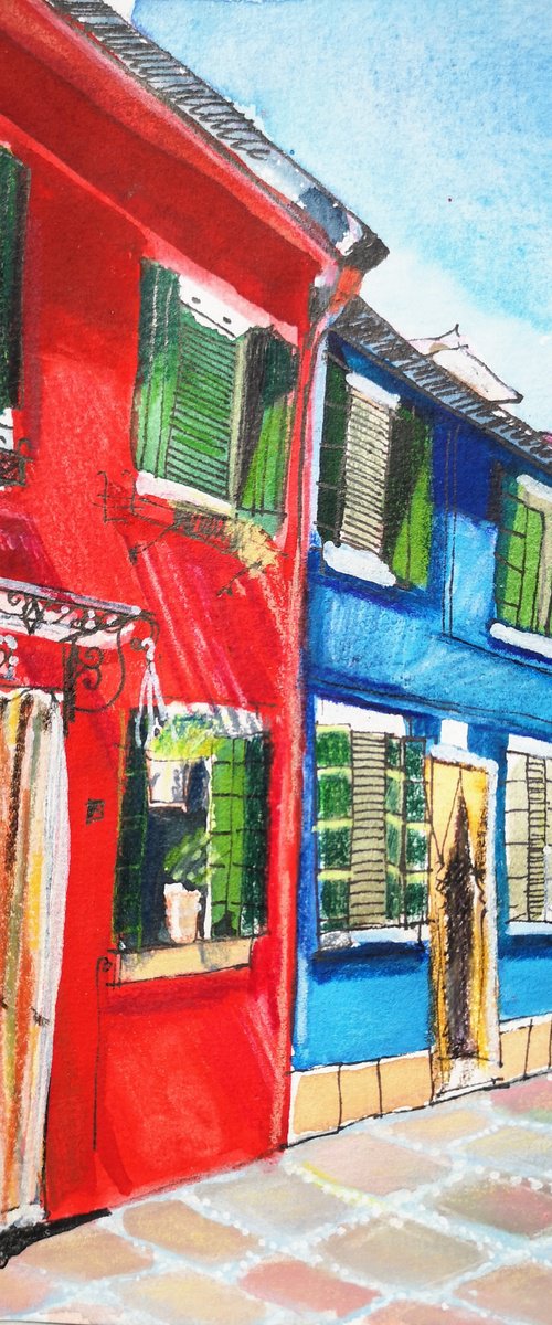 A street of Burano Island by Jelena Nova