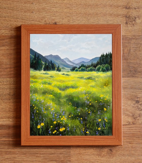 Mountain yellow flower meadow