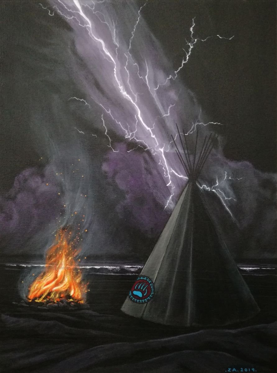 Landscape Acrylic Painting By Zoe Adams, 12 X 16", Bear Claw Teepee., Original Artwork