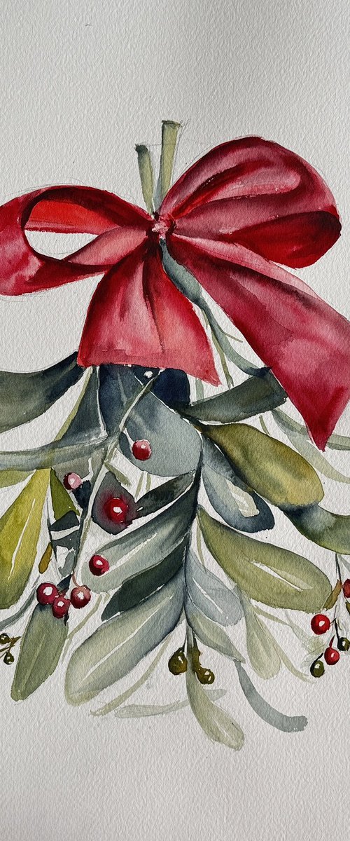 Branch of Christmas mistletoe by Irina Ponna