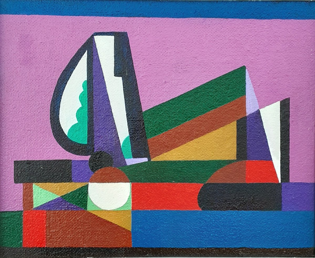 Organic Abstract Oil Painting By Paul Heron, 15 X 13", A New Machine, Original Artwork