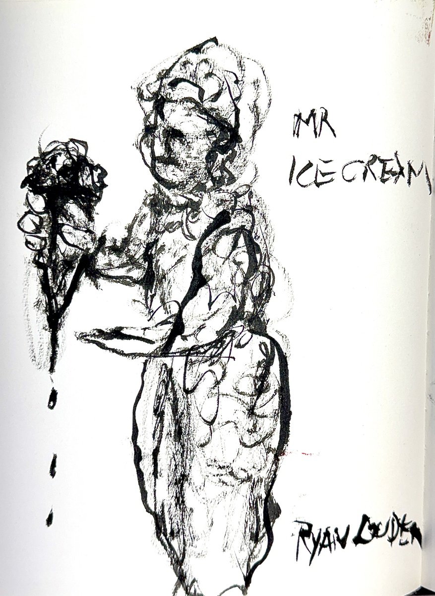 Expressive Ink Drawing , Mr Ice Cream By Ryan Louder, 9 X 12, Artwork For Sale On Artfinder
