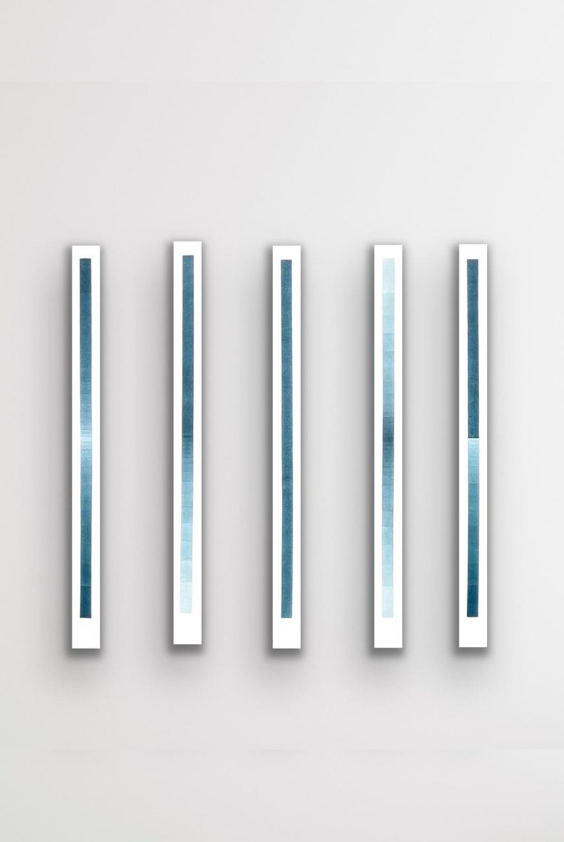 Geometric Abstract Acrylic Painting By Catia Goffinet, 26 X 39, Five, Original Artwork