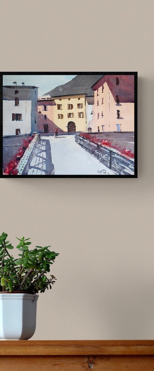 Old bridge in Tirano, Italy by Tollo Pozzi