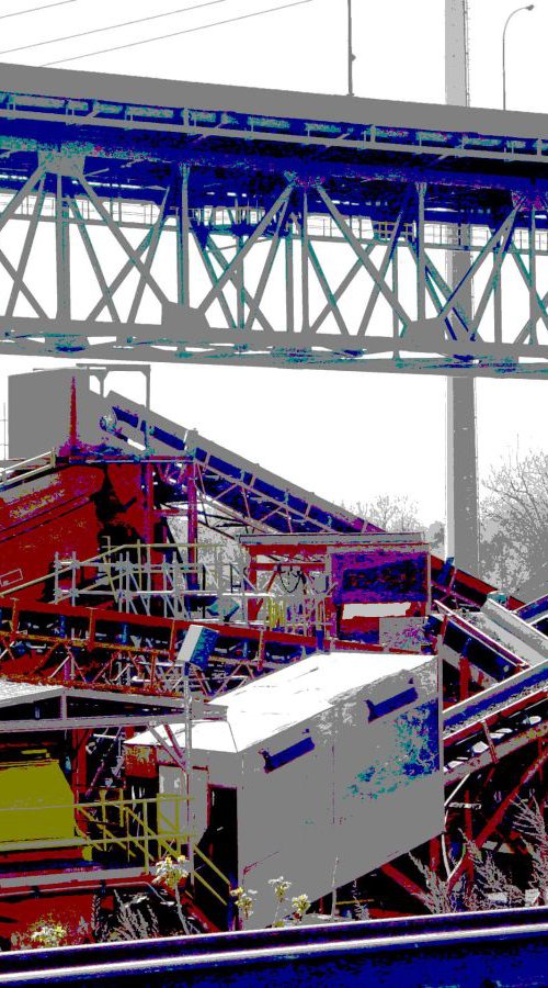 Gravel Conveyor Below Chicago Skyway Bridge by Leon Sarantos