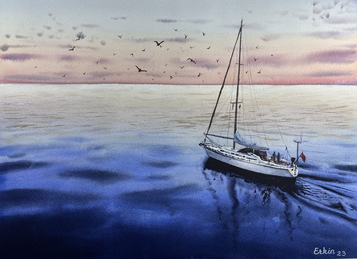Sailing on Sunset. by Erkin Yilmaz