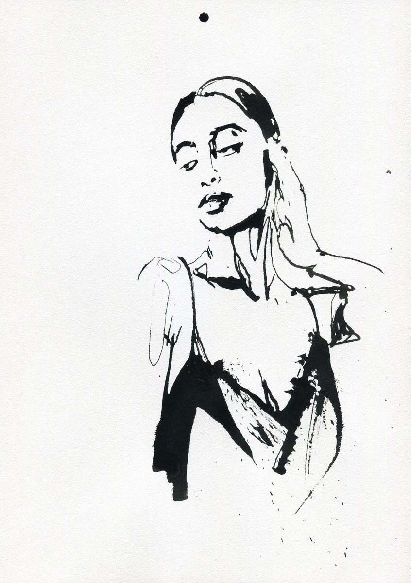 Woman ink portrait number 3 by Alexander Moldavanov