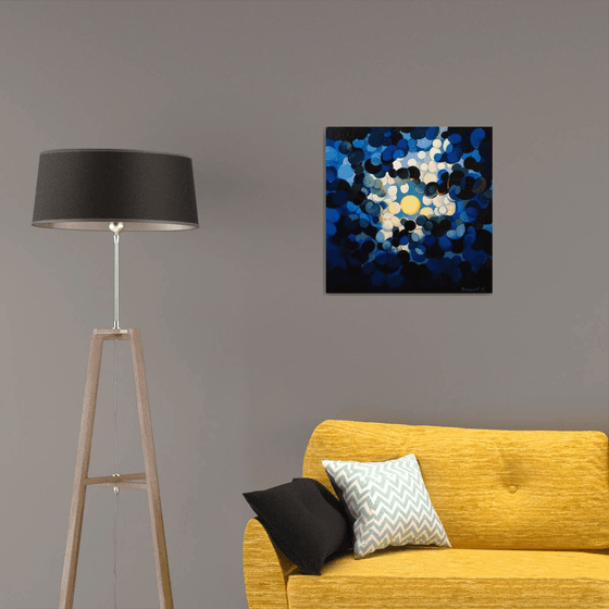 Full Moon (60x60cm, cubism, oil painting, ready to hang)