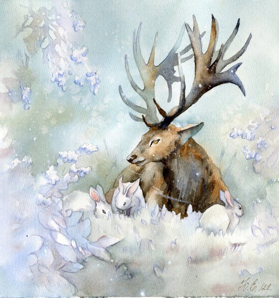 Snow in Christmas forest