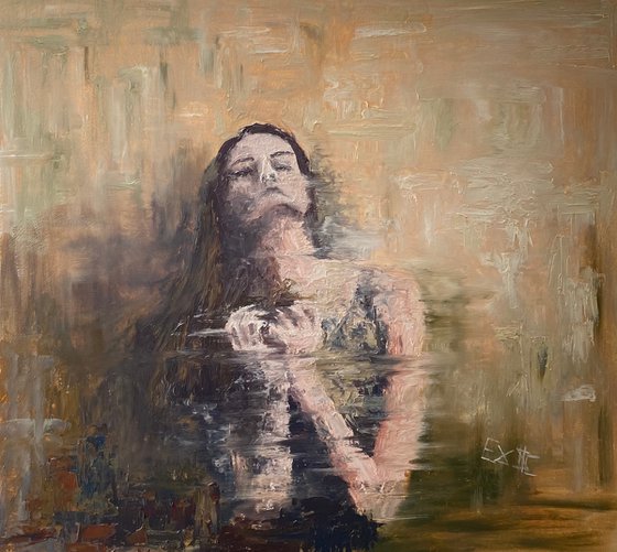 screams can’t drown my fear — contemporary figurative on stretched canvas