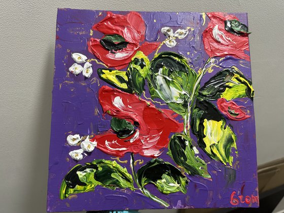 Acrylic Red poppies