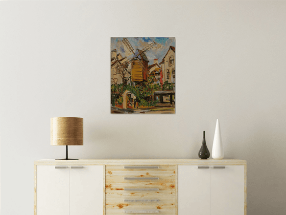 Montmartre Mill - Paris Landscape - Cityscape of Paris - Oil Painting - Medium Size - Plein Air - Gift Art 65x55