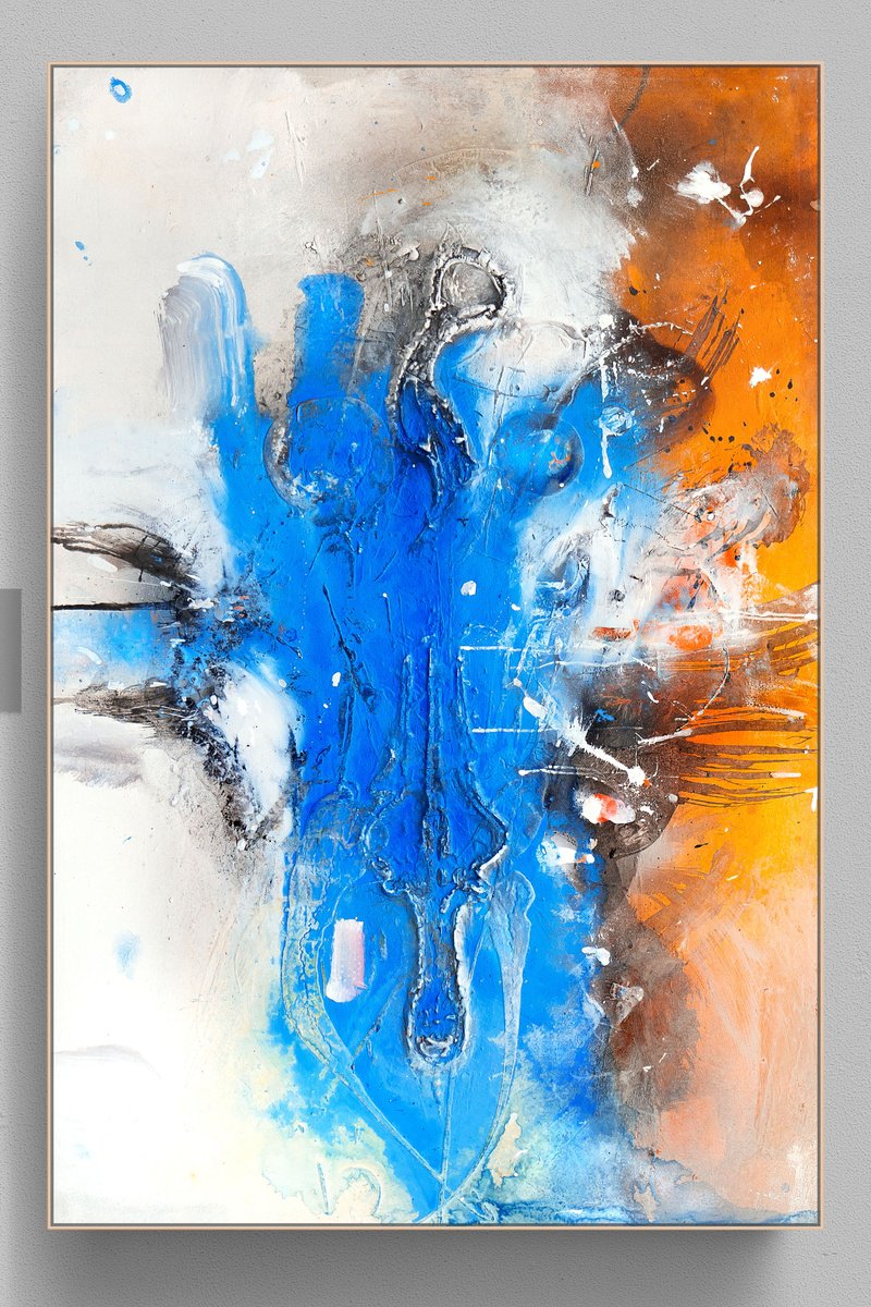 Organic Abstract Acrylic Painting By Adriano Ribeiro, 31 X 47, Portrait Fixed, Original Artwork