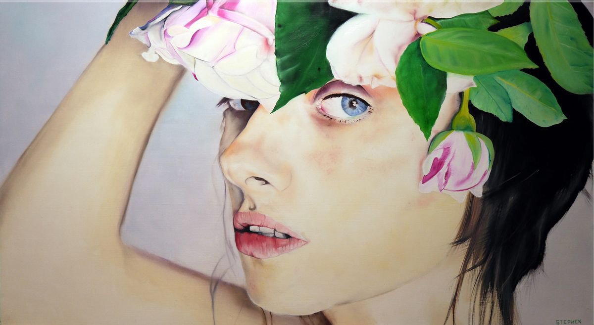 Portrait Oil Painting By Steven M. Curtis, 44 X 24", Isabella Bubola, Original Artwork